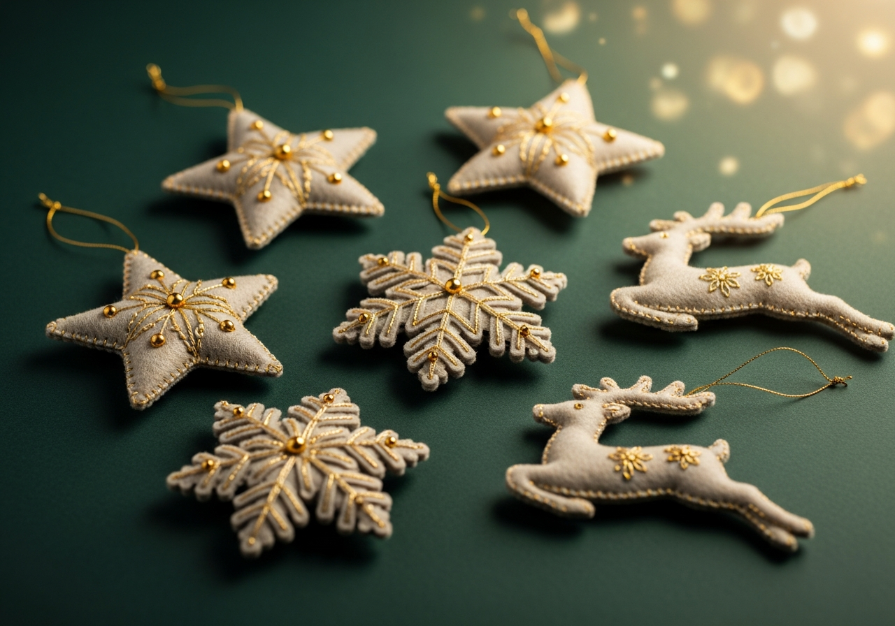 Новогодние игрушки из фетра — декор своими руками